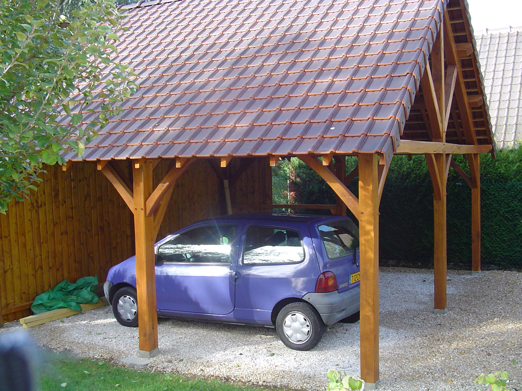 Abri véhicule double en chêne