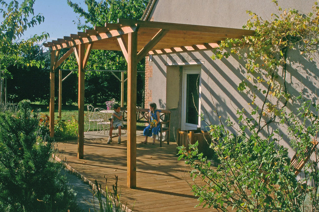 Pergola double chêne assemblage vissé