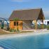 Pool house double remplissage boois/pierres de parement